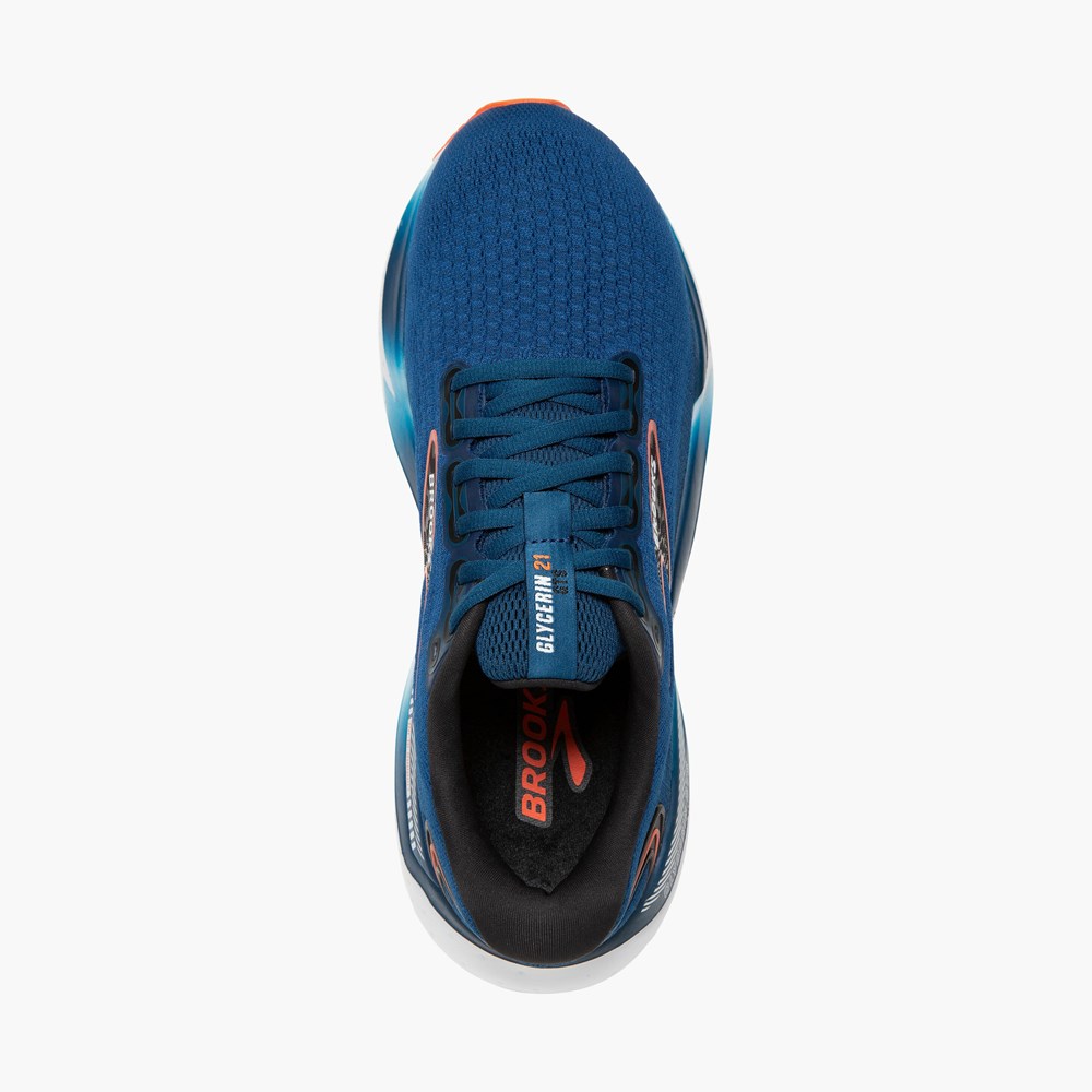 Chaussures Running Route Brooks Glycerin GTS 21 Bleu Noir Homme | AVY-0191645